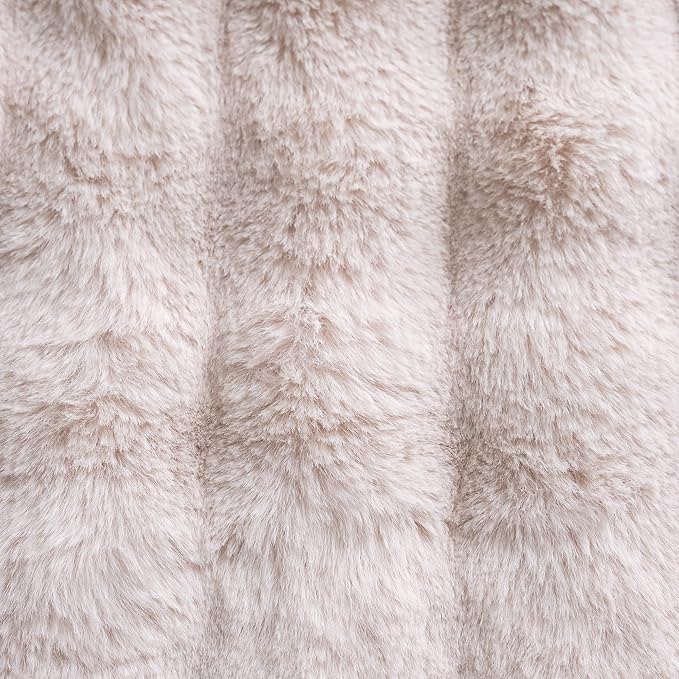 Neelvin Beige Faux Fur Cozy Soft Double-Sided Decorative Throw Pillow Covers 24x24 inch Set of 2,Velvet Pillowcase Cushion Case for Sofa Couch