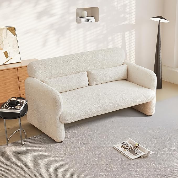 59" W Upgrade Lambswool Fabric Loveseat Sofa, Modern Love seat Couch, Solid and Easy to Install, Upholstered 2-Seater Couch for Bedroom, Apartment, Living Room