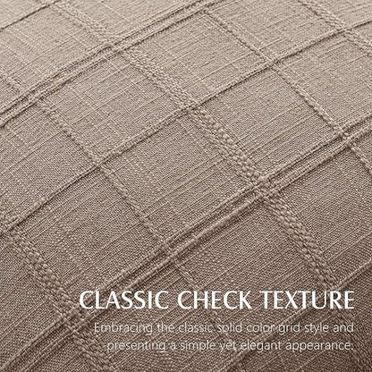 Foindtower Set of 2 Decorative Linen Check Throw Pillow Covers Neutral Farmhouse Vintage Cushion Covers Modern Boho Home Decor for Sofa Chair Couch Bedroom Living Room,22×22 Inch,Tan Taupe