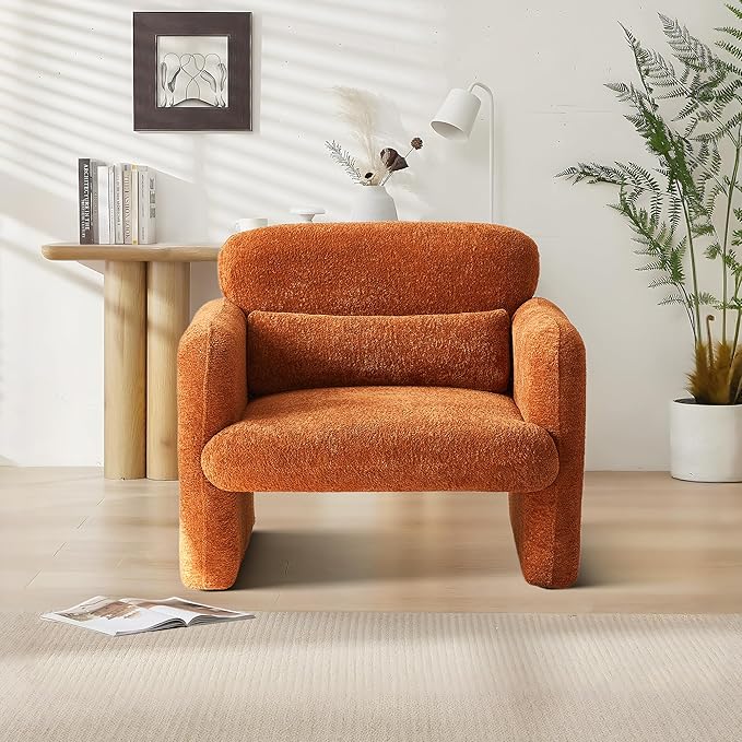 33.9'' Raindrop Velvet Fabric Accent Chair with Arms, Modern Single Sofa Chair Armchair Upholstered Comfy Reading Arm Chair for Bedroom, Living Room