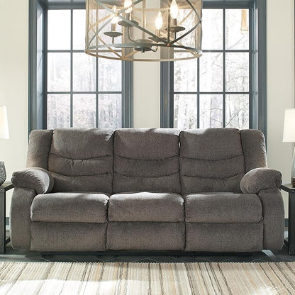 Signature Design by Ashley Tulen Modern Manual Pull Tab Reclining Sofa, Dark Gray