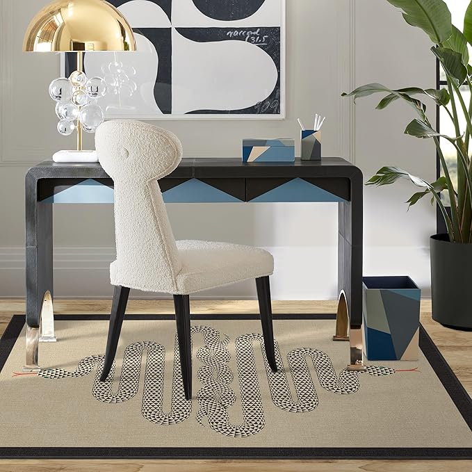 RUGGABLE x Jonathan Adler Washable Modern Area Rug – Venom Neutral 3x5, Stain-Resistant, Non-Slip – Small Machine Washable Rugs for Living Room, Bedroom, Hallway, Entryway & Office–with Standard Pad