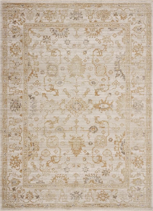 Loloi Magnolia Home by Joanna Gaines Pace Collection PAC-02 Natural/Gold 9'-6" x 9'-6" Round Area Rug
