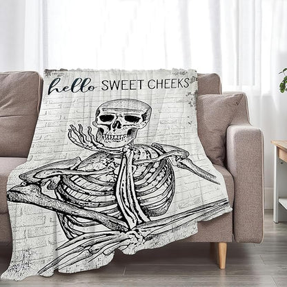 Funny Skull Throw Blanket - Skeleton Gifts & Decor, Soft Warm Cozy Fleece Blanket for Boys, Men, Girls, Women, Kids, Adults - 60"x50"