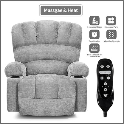 DURASPACE Power Lift Recliner Electric Lift Massage Recliner Chairs with Heat, Large Shell Velvet Backrest Lift Chair Recliners for Elderly, Seniors (Gray)