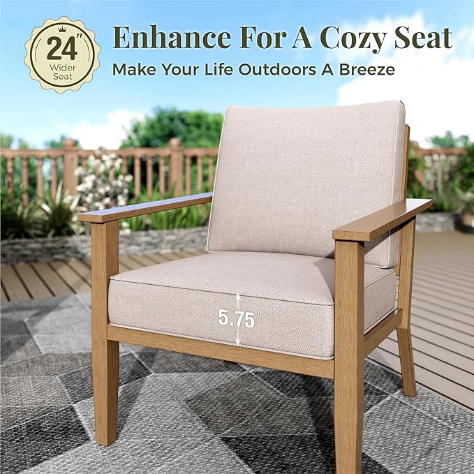 5-Piece Outdoor Patio Furniture Set, Steel Sectional Patio Conversation Sets, All-Weather Outdoor Furniture Sets with Waterproof Thick Cushions for Porch, Garden, Backyard, Deck-Beige