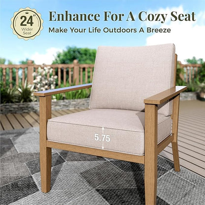 5-Piece Outdoor Patio Furniture Set, Steel Sectional Patio Conversation Sets, All-Weather Outdoor Furniture Sets with Waterproof Thick Cushions for Porch, Garden, Backyard, Deck-Beige