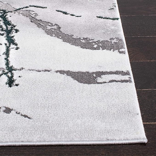 SAFAVIEH Craft Collection Area Rug - 4' Square, Grey & Green, Modern Abstract Design, Non-Shedding & Easy Care, Ideal for High Traffic Areas in Living Room, Bedroom (CFT877Y)