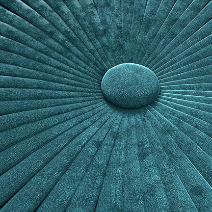 SIMPLIHOME Grafton Transitional Round Pouf in Teal Velvet Fabric for the Living Room, Bedroom and Kids Room