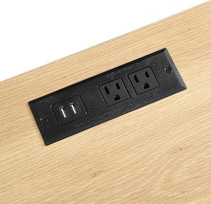 Christopher Knight Home Kyla Set of 2 Nightstand with Charging Station, Wooden Bedside Table/End Table with Outlet & USB Port for Bedroom/Living Room, Multipurpose Storage Cabinet with Drawer, Natural