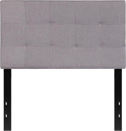 EMMA + OLIVER Quilted Tufted Twin Size Headboard in Light Gray Fabric