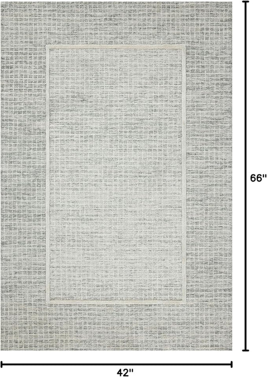 Loloi Chris Loves Julia Briggs Collection, Mist & Ivory, 3'-6" x 5'-6" Accent Rug – Minimal Gritted Design Area Rugs for Living Room Bedroom Entryway & Hallway No Shed High Traffic Home Decor Rug