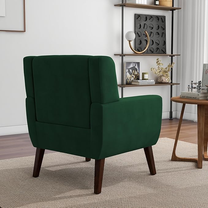 Accent Chair, Modern Velvet Arm Chair for Living Room, Bedroom, Comfy High-Resilient Sponge Reading Chair for Small Spaces （Velvet Retro Green, Set of 2