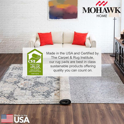 Mohawk Home 5' x 7' Non Slip Rug Pad Gripper 3/8 Thick Dual Surface Felt + Rubber Gripper - Safe for All Floors