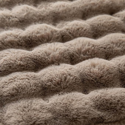 Pack of 2 Thick Plush Throw Pillow Covers Fluffy Wave Faux Fur Decorative Cushion Covers Soft Wool Pillowcase for Sofa Couch Livingroom 24x24 Inch Taupe