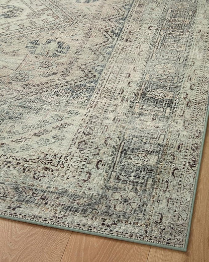 Loloi Magnolia Home by Joanna Gaines Sinclair Collection SIN-04 Natural/Sage 2'-0" x 5'-0", .25" Pile Height, Machine Washable, Accent Rug