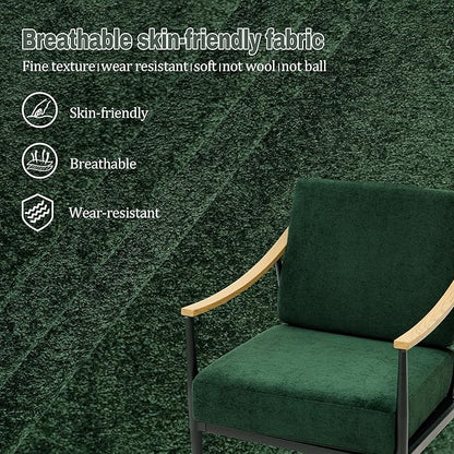 Modern Accent Chair for Living Room Bedroom Mid Century Arm Chair Upholstered Office Accent Chair Comfy Waiting Room Chair with Metal Frame, Green
