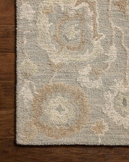 Loloi Chris Loves Julia Dorothea Collection DRT-01 Stone/Multi 8'-6" x 11'-6" Area Rug Wool Neutral Floral Living Room Bedroom Carpet