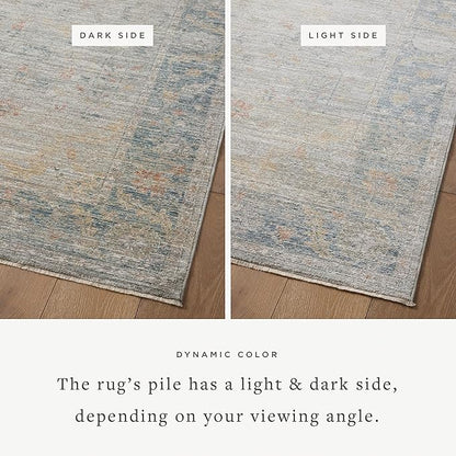 Loloi Magnolia Home by Joanna Gaines Millie Collection MIE-04 Slate/Multi 2'-7" x 8'-0", .25" Pile Height, Runner Rug