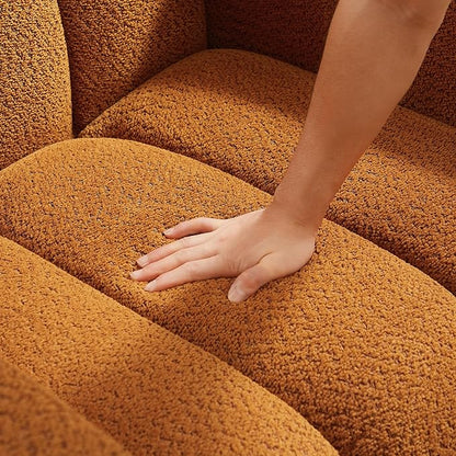 VANOMi Oversized Accent Chair, Modern Living Room Chairs, Comfy Boucle Fabric Upholstered Armchair for Bedroom, Office, Waiting Room (Curry)