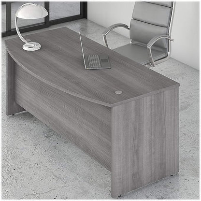 Bush Business Furniture Studio C 72W x 36D Bow Front Desk in Platinum Gray