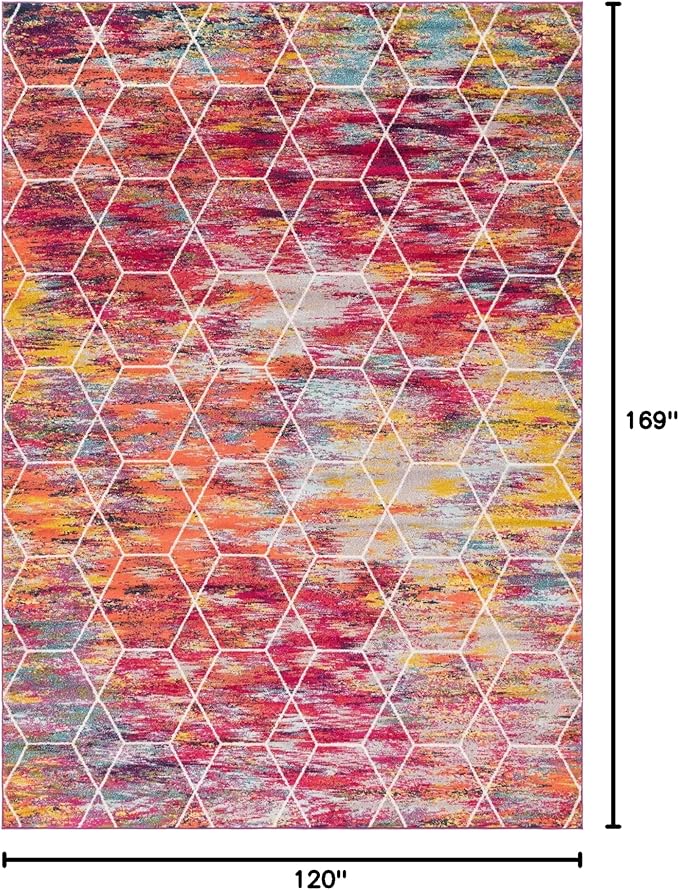 Unique Loom Trellis Frieze Collection Area Rug - Geometric (10' x 14', Multi/ Ivory)