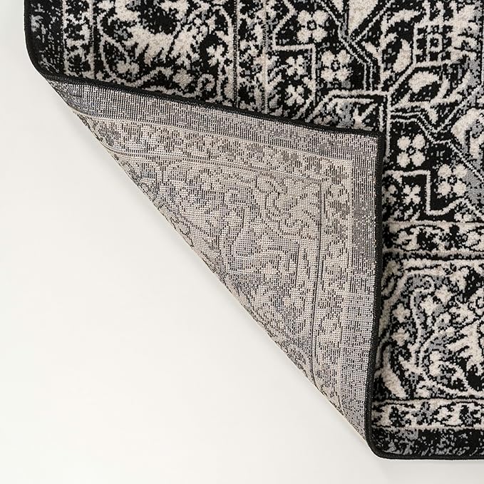 JONATHAN Y Vintage Medallion Indoor Area Rug Black 5X8, Modern Boho for Living Room, Bedroom, Kitchen, Office, Easy-Cleaning, High Traffic, Pet-Friendly, Non-Shedding MDP100D-5