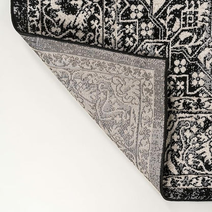 JONATHAN Y Vintage Medallion Indoor Area Rug Black 5X8, Modern Boho for Living Room, Bedroom, Kitchen, Office, Easy-Cleaning, High Traffic, Pet-Friendly, Non-Shedding MDP100D-5