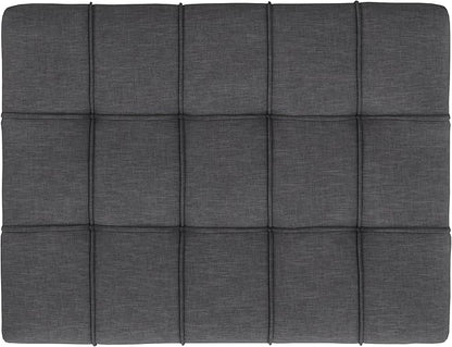 SIMPLIHOME Mariah 34 inch Wide Contemporary Rectangle Coffee Table Storage Ottoman in Slate Grey Polyester Linen, Assembled, For the Living Room, Entryway and Family Room