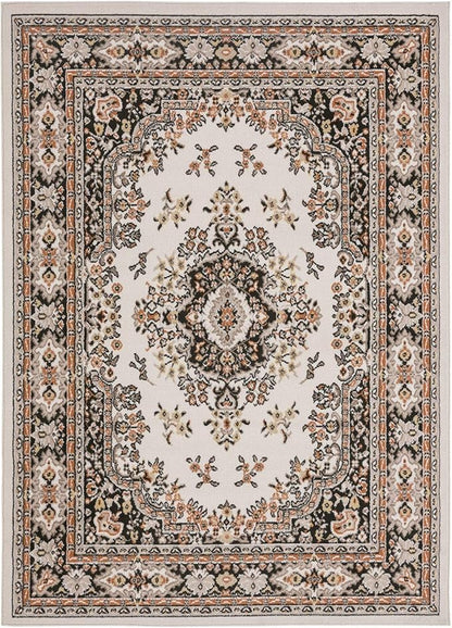 Home Dynamix Premium Sakarya Traditional Medallion Border Area Rug, Ivory/Brown, 7'9"x10'8" Rectangle