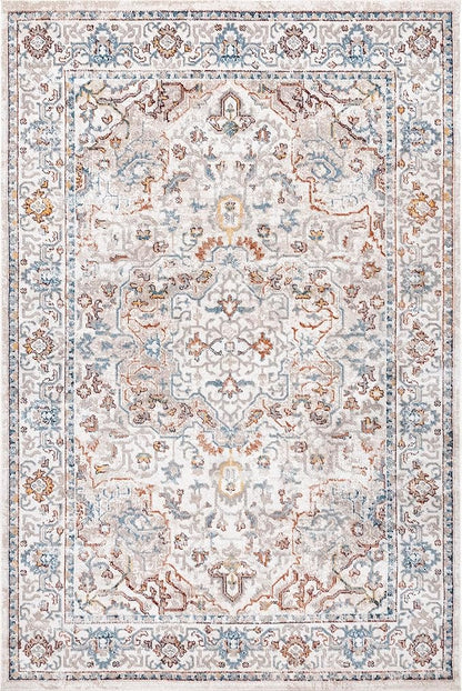 nuLOOM 6' 7" x 9' Machine Washable Stain-Resistant Area Rug Medium Profile for Living Room, Bedroom, and Dining Room, Cady Beige