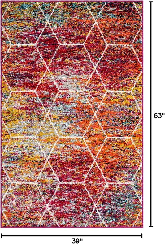 Unique Loom Trellis Frieze Collection Area Rug - Geometric (3' 3" x 5' 3", Multi/ Ivory)
