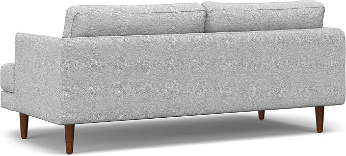 SIMPLIHOME Livingston 76-inch Wide Sofa in Mist Grey Woven-Blend Fabric, Handcrafted Loveseat Couch for Living Room or Family Room, Mid-Century Modern Style, Solid Wood Frame