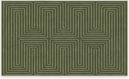 RUGGABLE x Jonathan Adler Machine Washable Modern Area Rug – Labyrinth Fern Green 3x5, Stain-Resistant, Non-Slip – Small Rugs for Living Room, Bedroom, Hallway, Entryway & Office–with Cushioned Pad