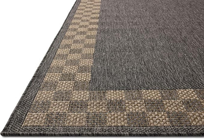 Loloi Chris Loves Julia Providence Collection PRC-01 Charcoal/Natural 5' x 7'-7", .12" Pile Height, Indoor/Outdoor Area Rug