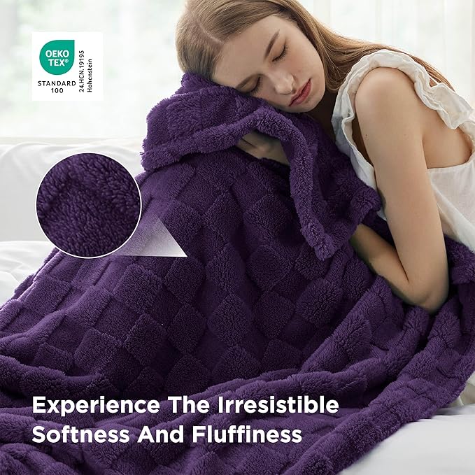 Bedsure GentleSoft Blankets Queen Size for Bed - Super Soft Cozy Blanket for Women Men Girls, Large Fuzzy Fleece Throw for Bedroom Decor, Purple, 90x90 Inches
