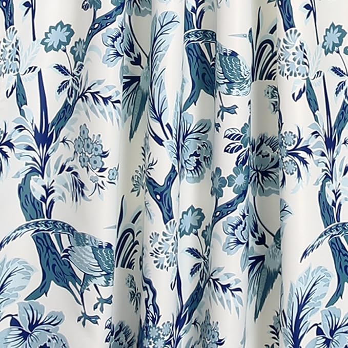Lush Decor Dolores Light Filtering Window Panels, Pair, 52" W x 108" L, Blue - Floral Curtains for Bedroom - Vintage Curtains - Coquette Room Decor