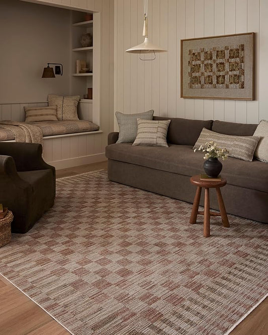 Loloi Amber Lewis Cali Collection CIL-06 Brick/Natural 11'-6" x 15'-7", .25" Pile Height, Area Rug