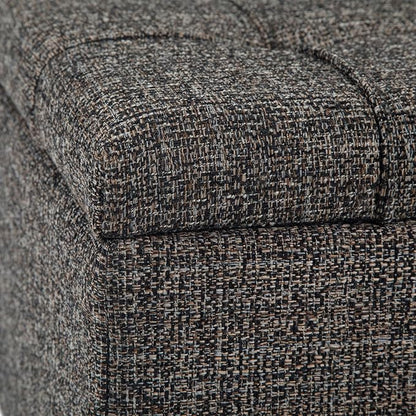 SIMPLIHOME Harrison Coffee Table Storage Ottoman - 36 inch Wide Upholstered Tweed Look Fabric Square Ottoman in Warm Dark Charcoal Melange, Transitional Ottoman for Living Room with Split Lift-Up Lid