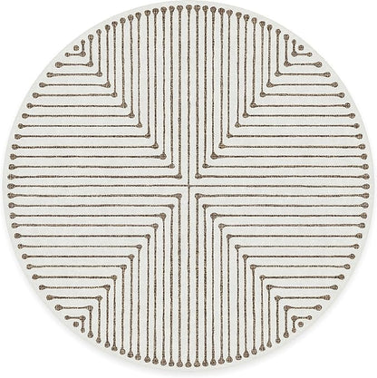RUGGABLE x Jonathan Adler Machine Washable Area Rug – Inkdrop Camel & Ivory 8 ft Round, Stain-Resistant, Non-Slip – Large Rugs for Living Room, Bedroom, Hallway, Entryway & Office–with Standard Pad