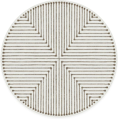 RUGGABLE x Jonathan Adler Machine Washable Area Rug – Inkdrop Camel & Ivory 6 ft Round, Stain-Resistant, Non-Slip – Medium Rugs for Living Room, Bedroom, Hallway, Entryway & Office–with Standard Pad