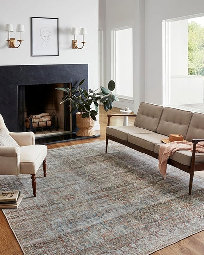 Loloi Chris Loves Julia Jules Collection JUL-05 Lagoon/Brick 2'-6'' x 7'-6'', .13" Pile Height, Runner Rug
