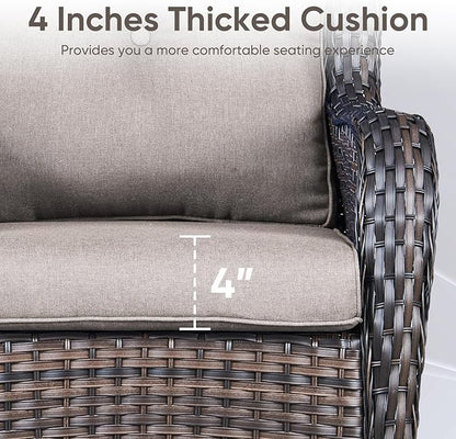7-Piece Outdoor Patio Cushion Set - Fade & Water Resistant with Removable Olefin Cover, 22x24x4 Inch Memory Foam Cushions for Wicker Sectional Sof - Grey/Buckle