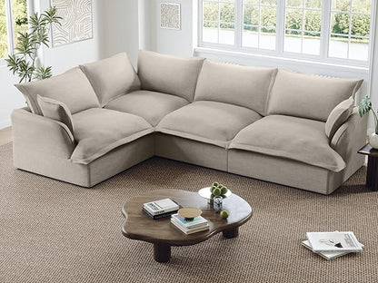 111” Oversized Modular Sectional Sofa, Comfy Down Fill Cloud Couch, L Shaped 4 Seater Couches with Washable Cover, Convertible Sectional Couches for Living Room, Light Gray