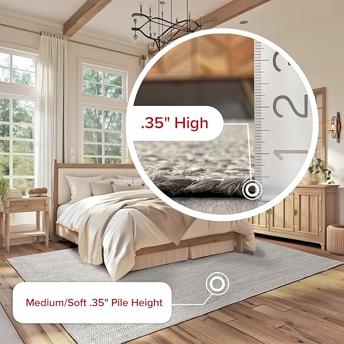 nuLOOM 3x5 Rigo Jute Hand Woven Area Rug, Grey, Solid Farmhouse Design, Natural Fiber, For Bedroom, Living Room, Dining Room, Hallway, Office, Kitchen, Entryway