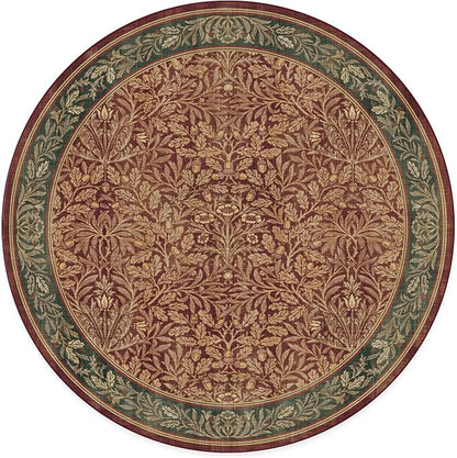RUGGABLE x Morris & Co Machine Washable Christmas Area Rug– Acorn Amber Red 6 ft Round, Stain-Resistant, Non-Slip – Medium Rugs for Living Room, Bedroom, Hallway, Entryway & Office–with Cushioned Pad