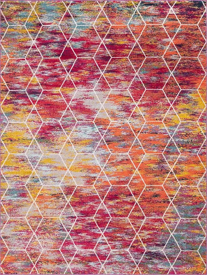 Unique Loom Trellis Frieze Collection Area Rug - Geometric (10' x 13', Multi/ Ivory)