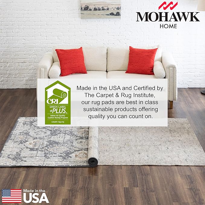 Mohawk Home 7' 8" x 10' 4" Non Slip Grip Rug Pad 1/4 Thick Felt + Rubber Backing - Dual Surface Safe for All Floors