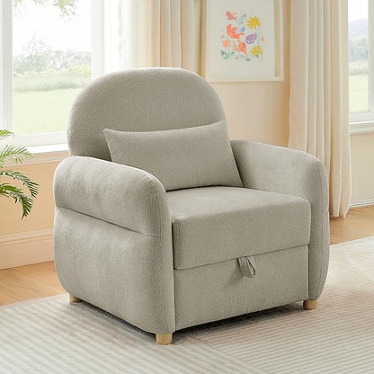 33.5" Mordern Accent Chairs,Reading Chair with Storage,Single Sofa in Chenille Fabric for Living Room, Bedroom and Compact Spaces. (Grey)