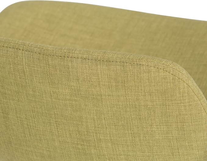 SIMPLIHOME Randolph Counter Stools (Set of 2) - 28 Inch Seat Height Upholstered Bentwood Kitchen Seats in Acid Green Linen Look Fabric, Mid Century Modern Seating with Curved Backrest and Footrest